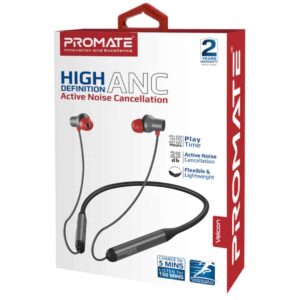 Promate High-Definition ANC Wireless Neckband HD Active Noise Cancelling Bluetooth Earphones